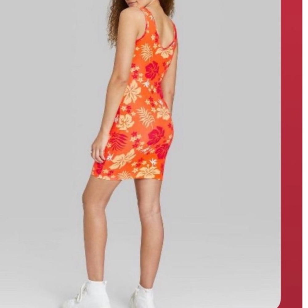 Wild Fable Orange Tropical Tank Bodycon Dress